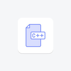 C Plus Plus Language icon, programming, language, development, cplusplus duotone line icon, editable vector icon, pixel perfect, illustrator ai file - obrazy, fototapety, plakaty