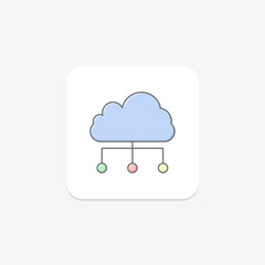 Server icon, computer, hardware, software, network lineal color icon, editable vector icon, pixel perfect, illustrator ai file