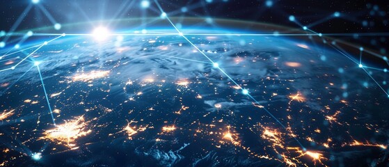 A Digital Tapestry Connecting Continents-Europe's Central Role in the Digital Sphere. Global Communications. global connectivity on earth, data transfer international telecommunication.