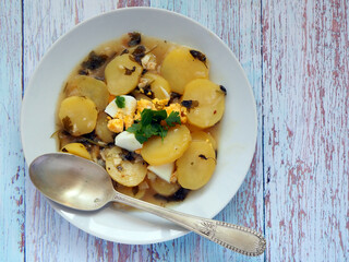 Plate of Spanish Tapas - Potatoes in Basque Green Sauce