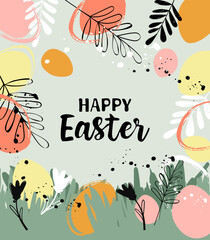 Happy Easter trendy abstract Easter templates. Good for poster, card, invitation, flyer, cover, banner, placard, brochure and other graphic design. in pastel colors