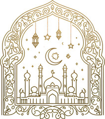 Fototapeta na wymiar Hand Drawn Eid Wishes & Ramadan kareem Vectors Illustration