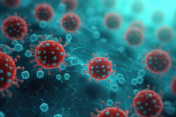 3d rendered illustration of a virus, 3d render of virus in abstract background. Witness the immune system's fight against pathogens, Virus cells close up, Ai Generated