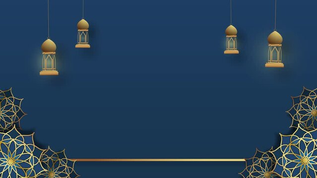 animated of golden mandala ornament or islamic pattern with lantern animation, ramadan theme, 4K animation