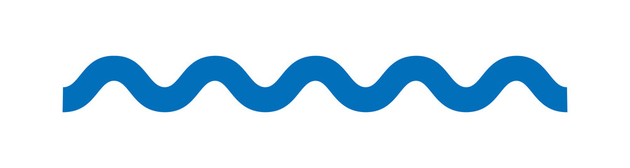 Minimal blue ocean, sea wave ornament icon. Line art waves