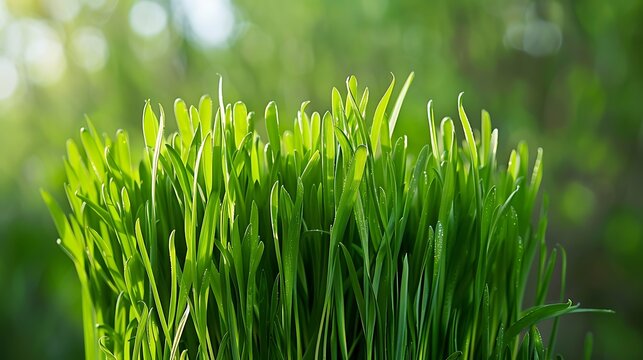 cluster of wheatgrass, known for its detoxifying and alkalizing properties