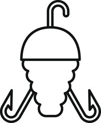 Triple hook bait icon outline vector. Sport camping. Festival nature outdoor