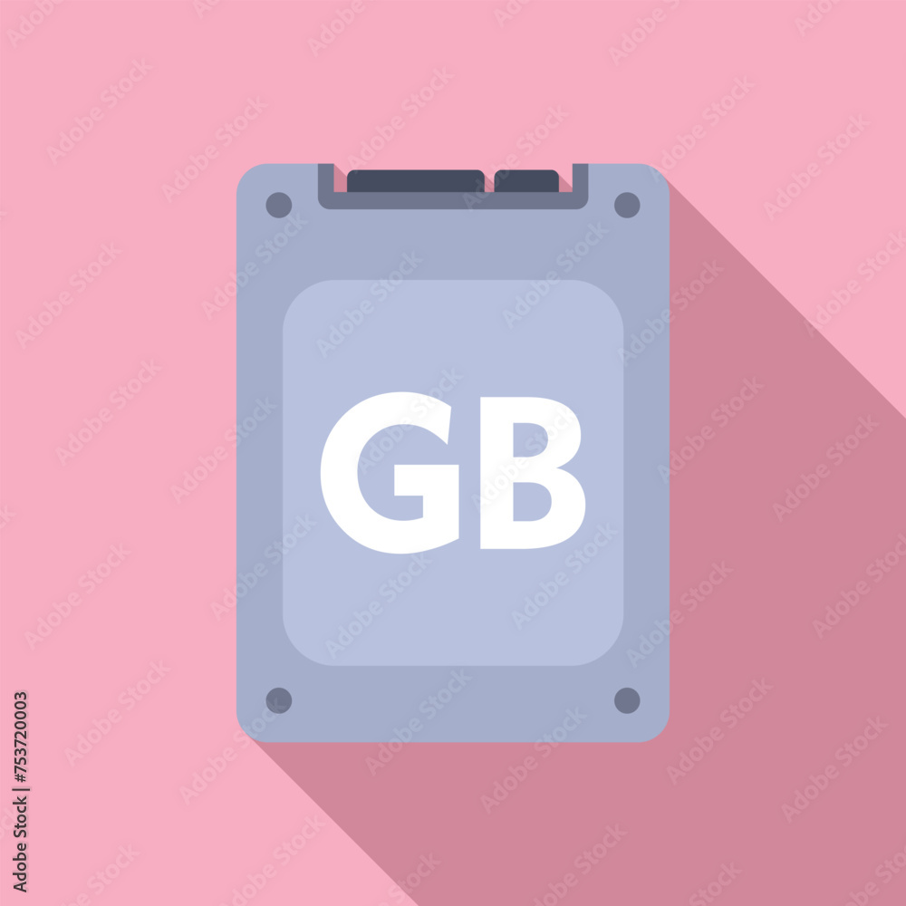 Poster ssd disk icon flat vector. solid machine memory. card memory mobile