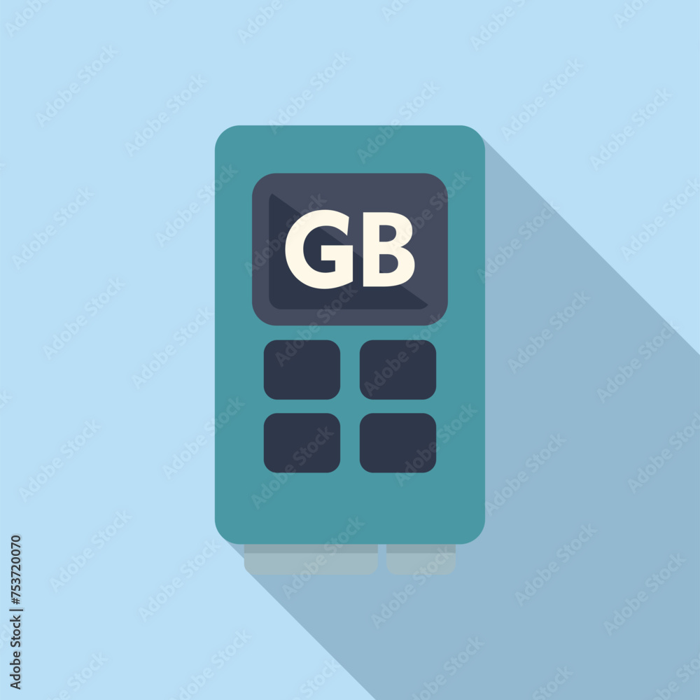 Poster gb memory board icon flat vector. solid machine. computer disk device