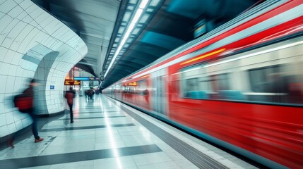 Obraz premium Subway train station motion blur background