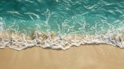 Fototapeta na wymiar Sandy beach beige and tidal pool teal, serene ocean edge
