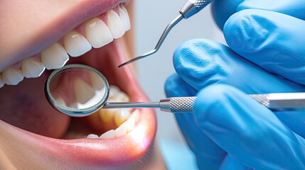 Treatment of surgical tooth filling against caries dentist-orthodontist in dental clinic dentistry dental concept. AI Generated.