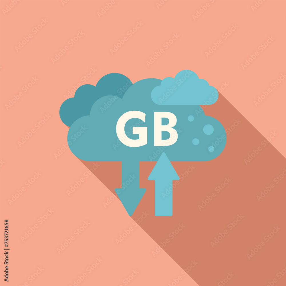 Poster cloud big data icon flat vector. cloud size byte. solid shutter hardware