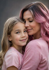 Daughter hugging mother