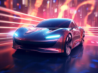 Naklejka premium Futuristic family car powered by electric power. Concept car design style.
