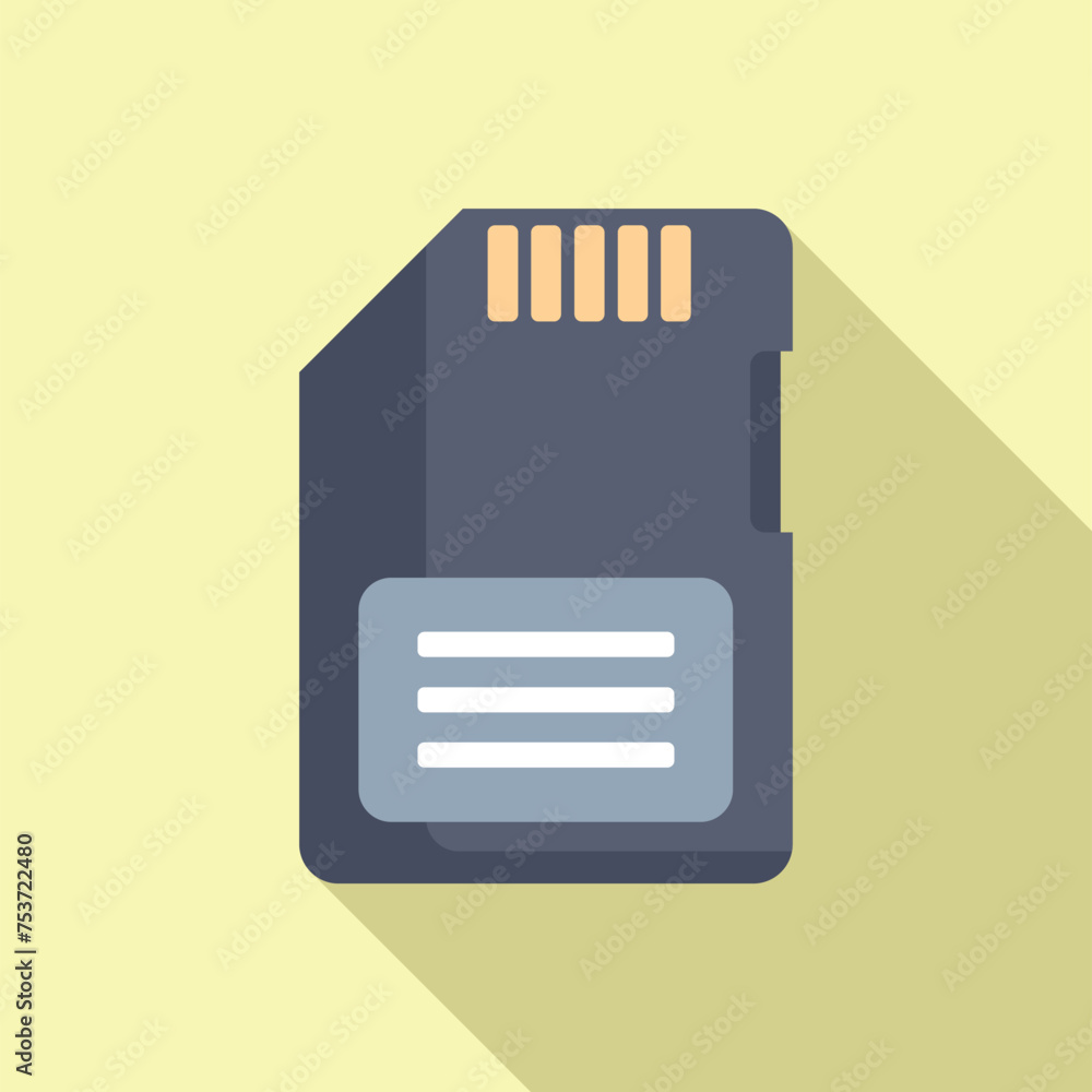 Poster sd storage chip icon flat vector. archive database. product machine disk