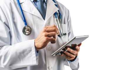 Healthcare Professional Examining Patient with Stethoscope and Clipboard in a Medical Setting