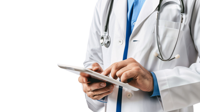 Healthcare Professional Examining Patient with Stethoscope and Clipboard in a Medical Setting