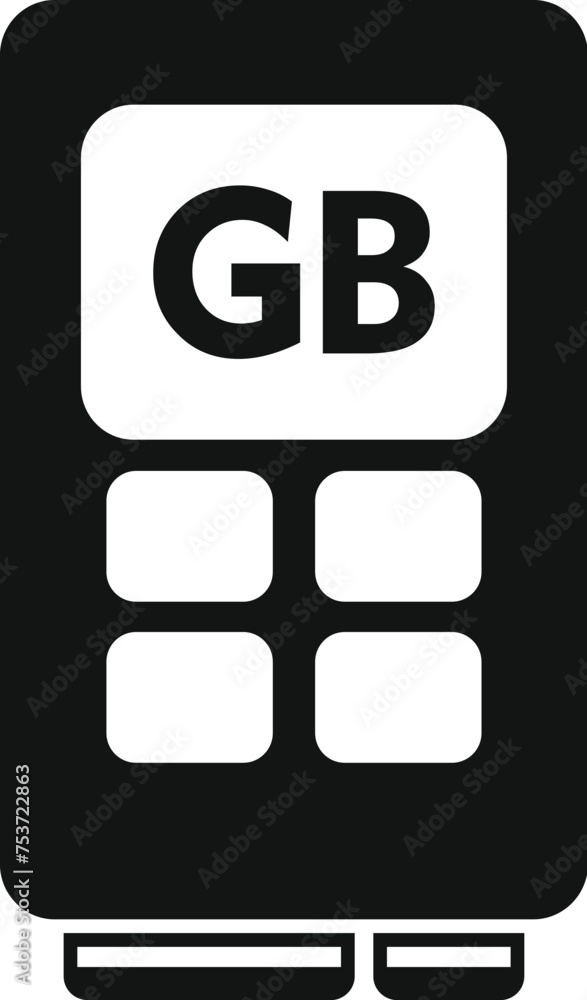 Poster gb memory board icon simple vector. solid machine. computer disk device