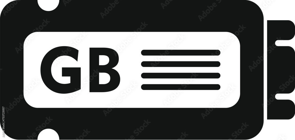 Poster ssd gb memory icon simple vector. product byte. machine solid flash