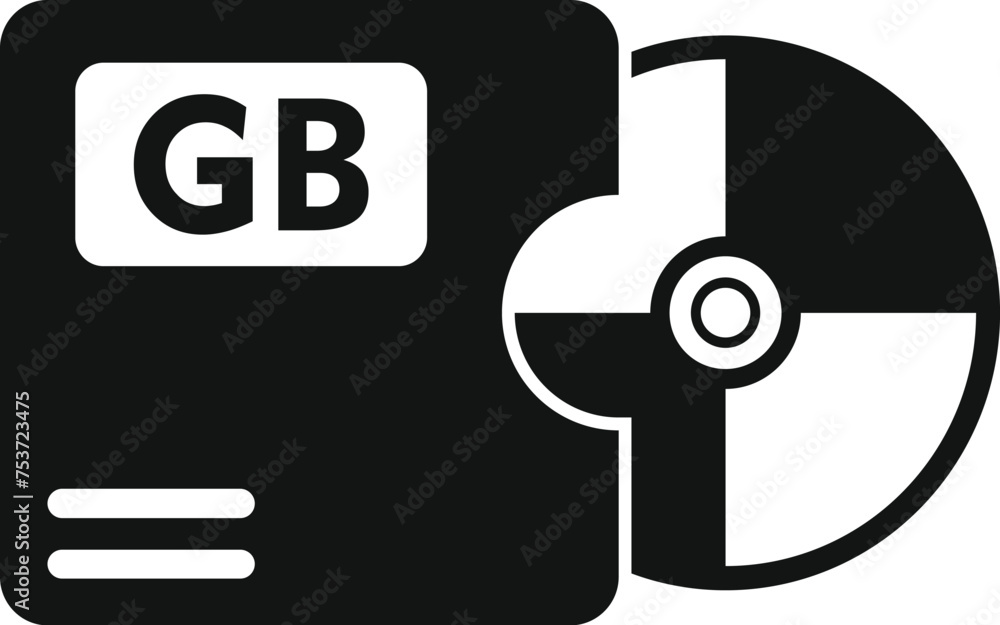 Poster disk gb focus solid icon simple vector. cloud size byte. computer flash plastic