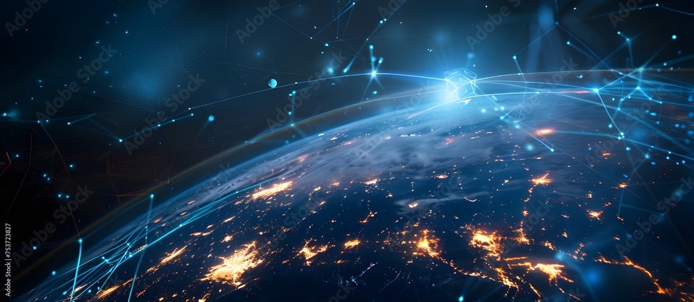Aufkleber digital map concept of global network and connectivity, high speed data transfer and cyber technolog