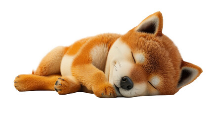 Tranquil Shiba Inu Dog Sleeping Soundly - Cut out, Transparent Background