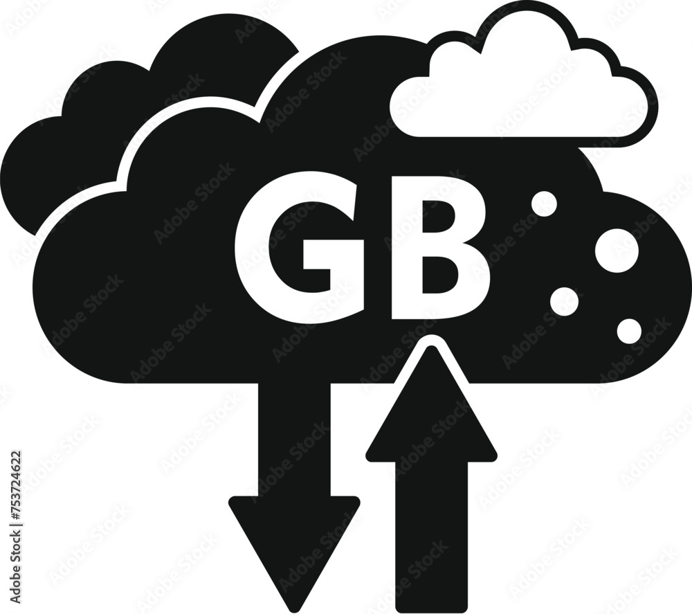 Poster cloud big data icon simple vector. cloud size byte. solid shutter hardware