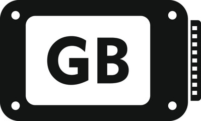 GB storage focus icon simple vector. State backup ssd. Device disk sd