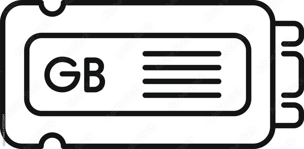 Poster ssd gb memory icon outline vector. product byte. machine solid flash
