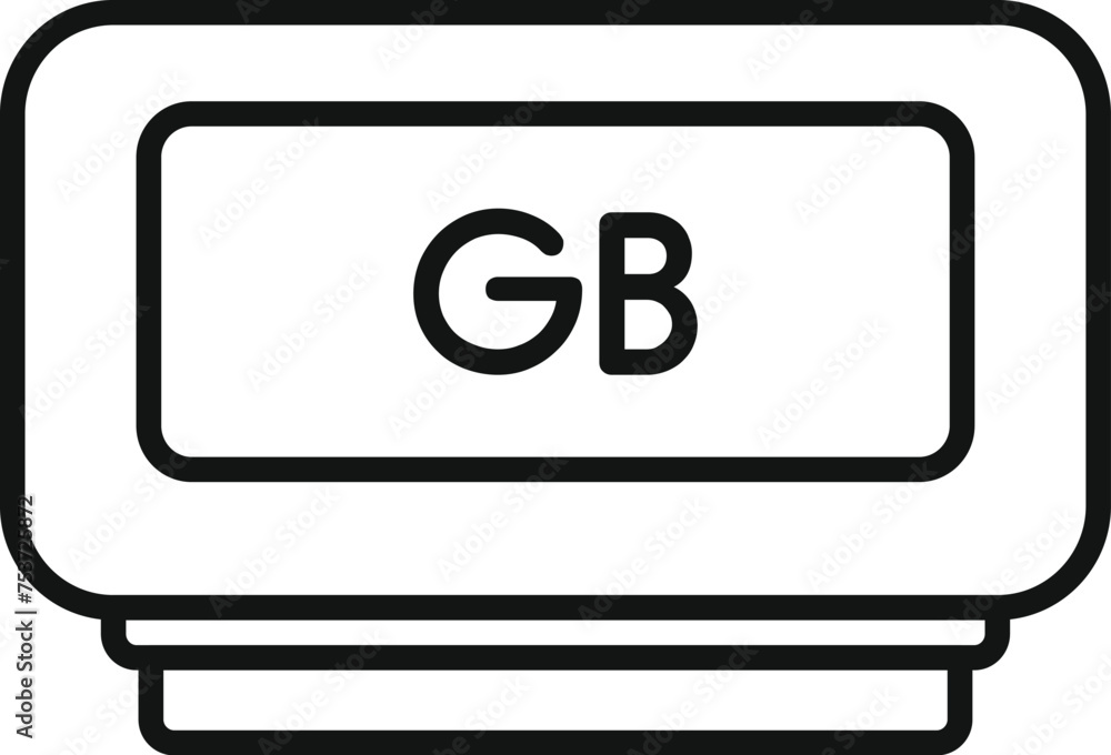 Poster gigabyte data memory icon outline vector. machine device. database product