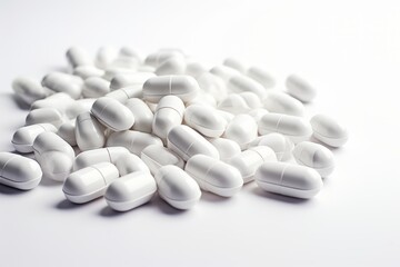 White pills on white background Symbolic image for pharmaceutical products