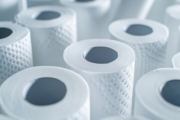 white toilet paper rolls close up
