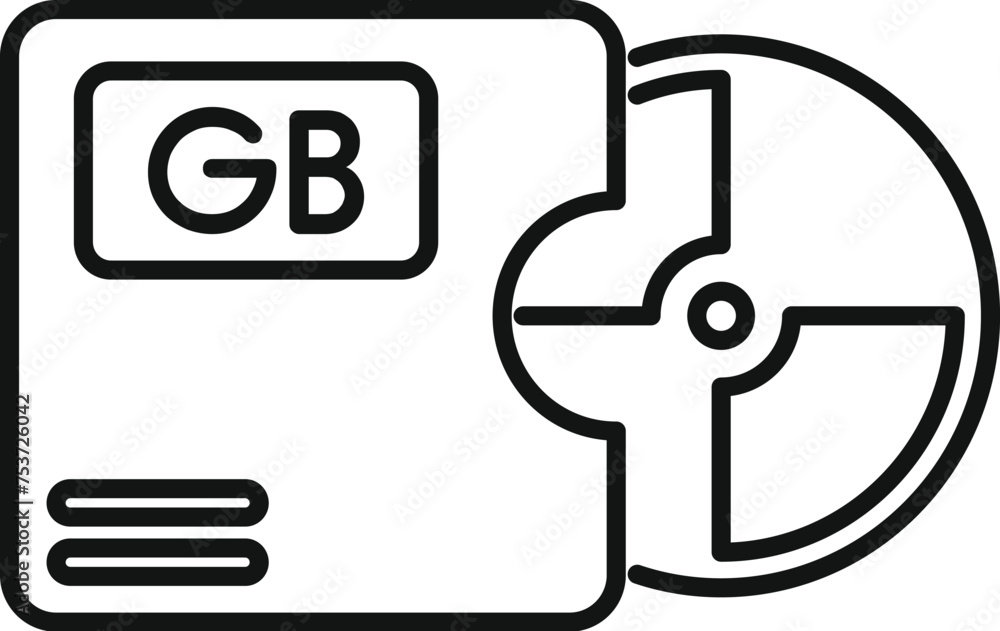 Poster disk gb focus solid icon outline vector. cloud size byte. computer flash plastic