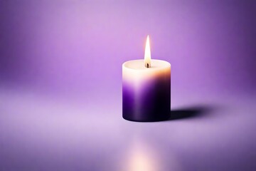 A centered candle mockup with a gradient background in various shades of purple, creating a soothing atmosphere.