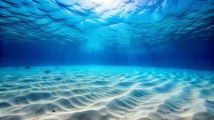 Fototapeta na wymiar Seabed sand with blue tropical ocean above, empty underwater world , ONLY SAND