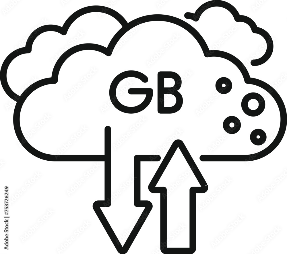 Poster cloud big data icon outline vector. cloud size byte. solid shutter hardware