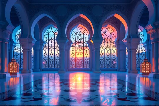 Beautiful arabic window, mosque interior
