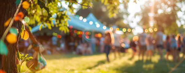 Colorful festival party with people blurred background.