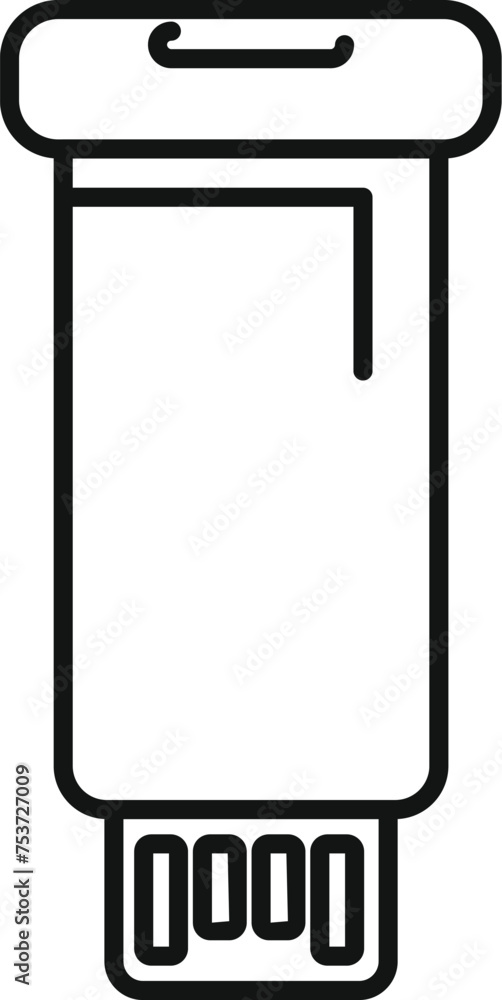 Poster usb flash memory icon outline vector. machine micro size. database server