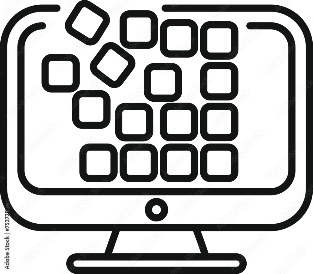 Poster monitor data storage icon outline vector. shutter cloud. data center backup