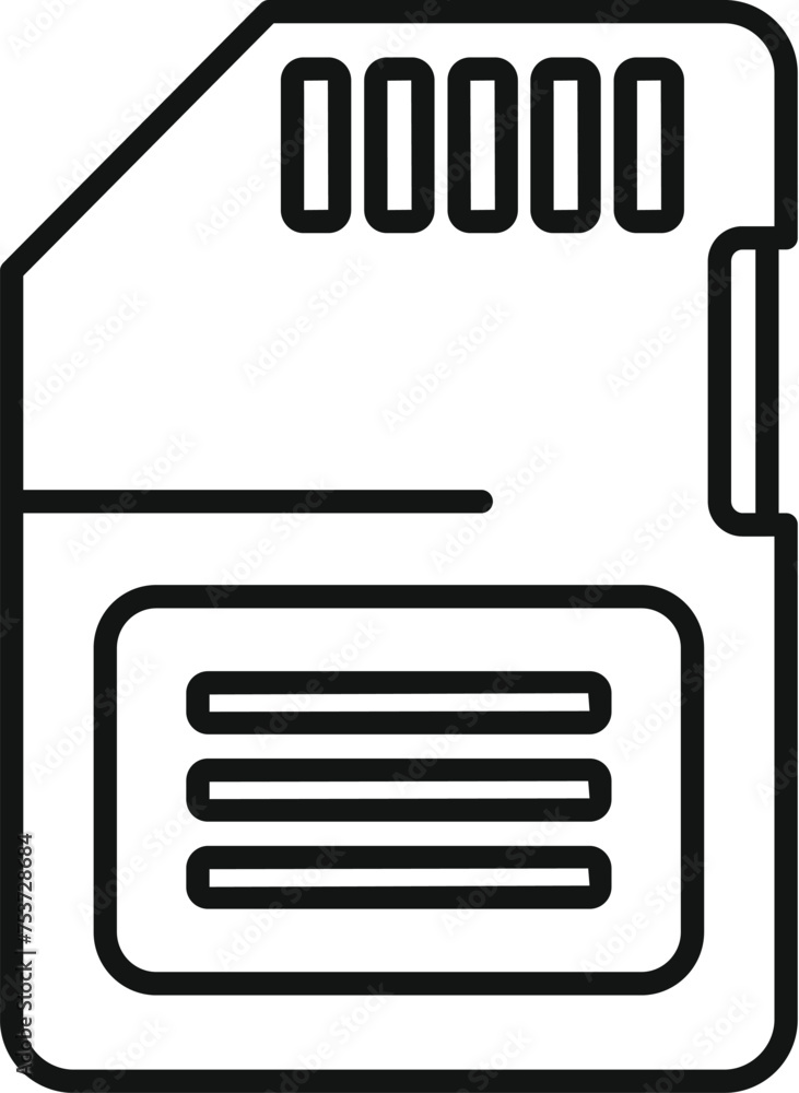 Poster sd storage chip icon outline vector. archive database. product machine disk
