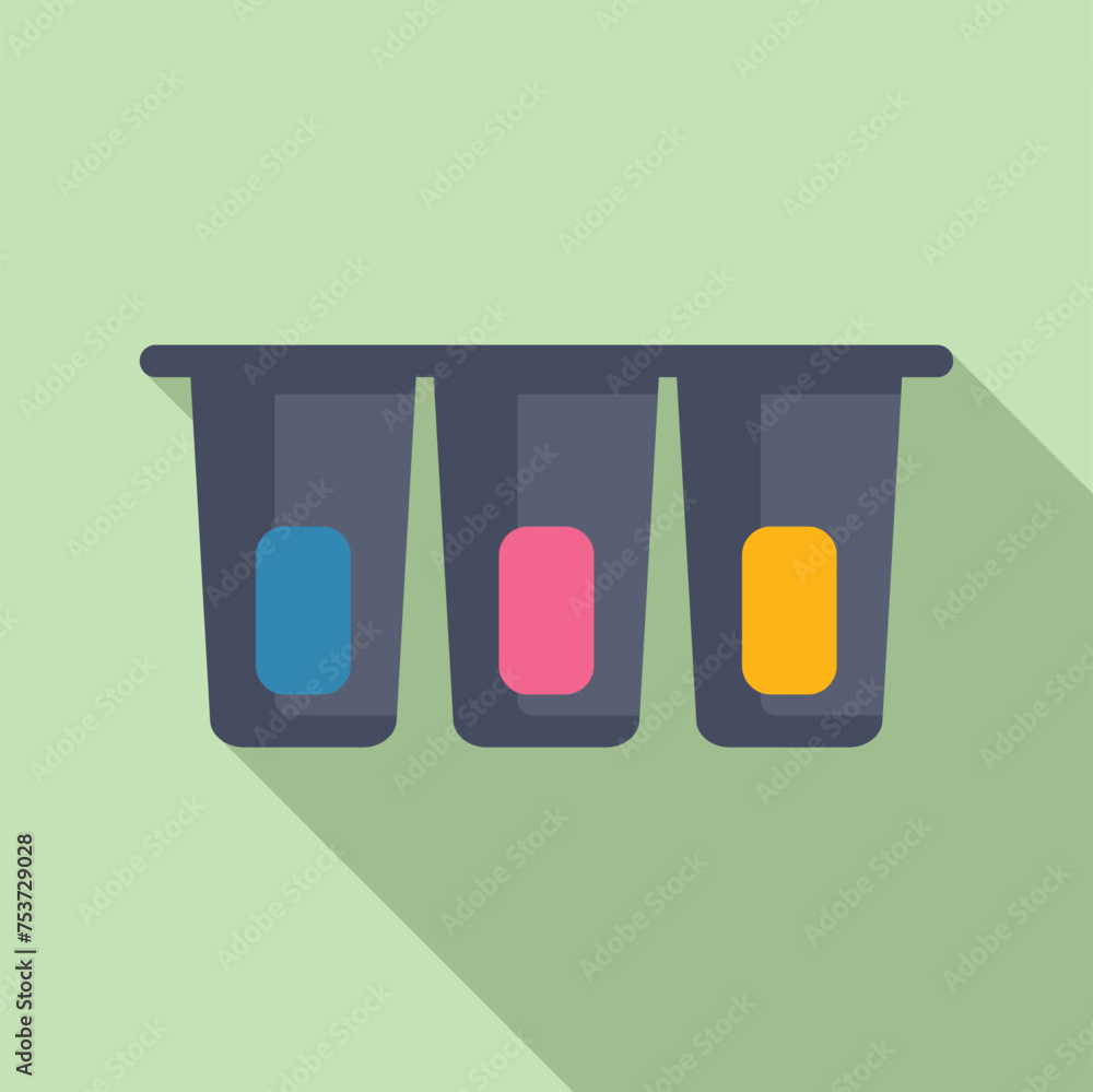 Poster three colors bottles icon flat vector. design can trash. delete ecology