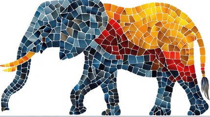 an elephant is made up of many different colors of the same color as it stands in front of a white background.