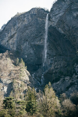 rock waterfall in France in spring