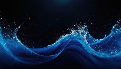 Glitter fluid abstract background. Ink water. Sea wave. Blue color shimmering glowing grain dust mist texture liquid paint splash