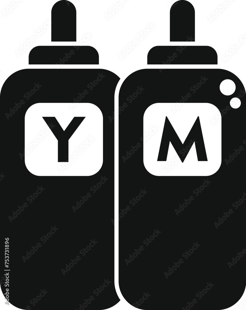 Aufkleber ink bottles icon simple vector. colorful garbage change. colored device