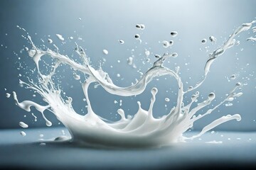 A milk splash forming intricate patterns upon hitting the surface of a glass.