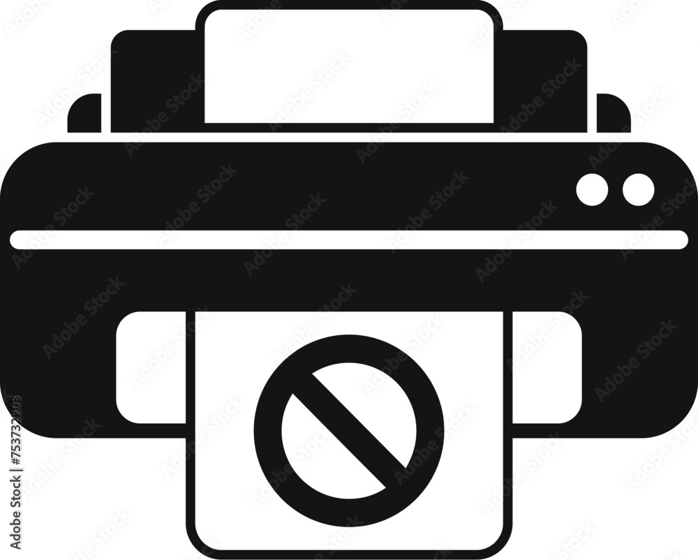 Poster broken printer icon simple vector. ink cartridge filling. design can trash