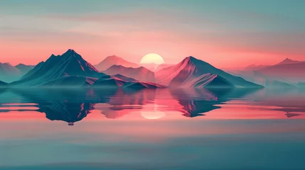 Foto op Aluminium A serene geometric landscape made of low poly textures © MAY